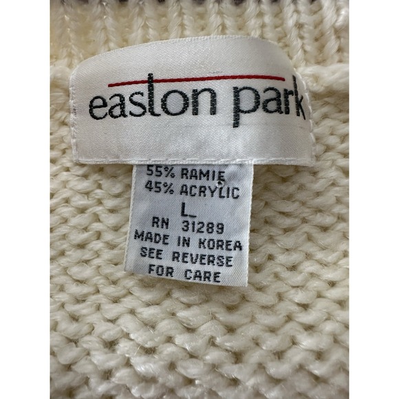 Easton Park Sweater Womens Large Embroidered Flowers Chunky Knit Cottagecore - Picture 3 of 7